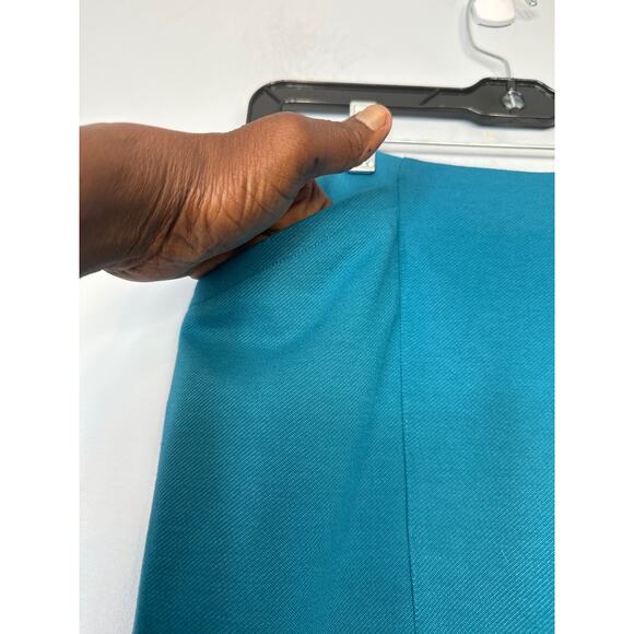 Cabi Women's A-Line Mini Skirt Slit Pockets Career Turquoise Blue Size 10 - Picture 4 of 8